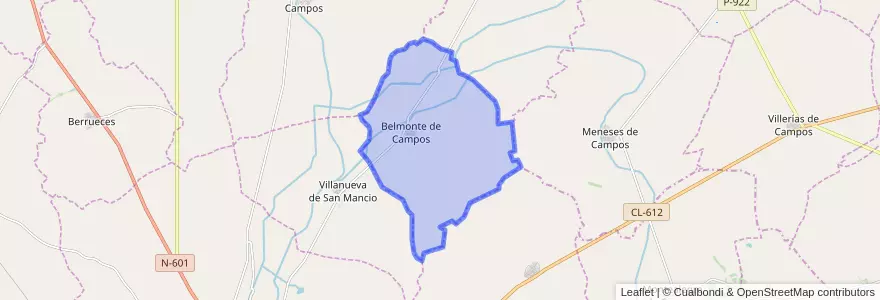 Mapa de ubicacion de Belmonte de Campos.
