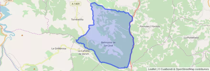 Mapa de ubicacion de Belmonte de San José / Bellmunt de Mesquí.