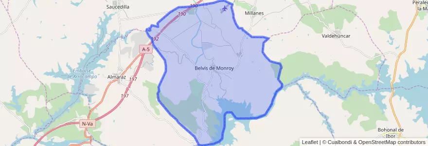 Mapa de ubicacion de Belvís de Monroy.