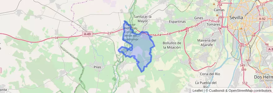 Mapa de ubicacion de Benacazón.