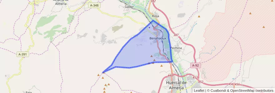 Mapa de ubicacion de Benahadux.