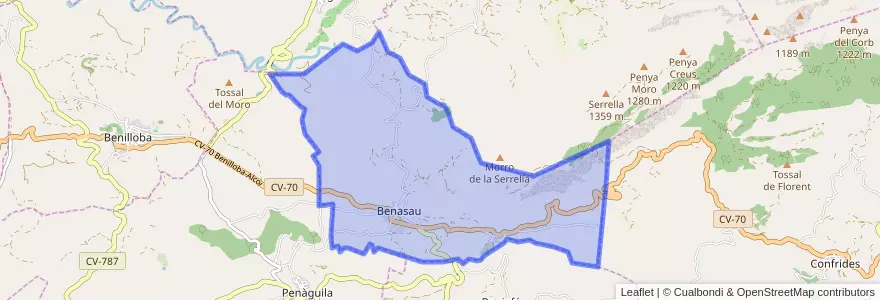 Mapa de ubicacion de Benasau.