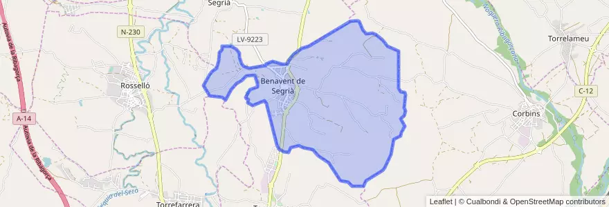Mapa de ubicacion de Benavent de Segrià.