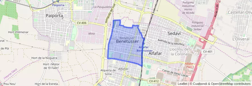 Mapa de ubicacion de Benetússer.