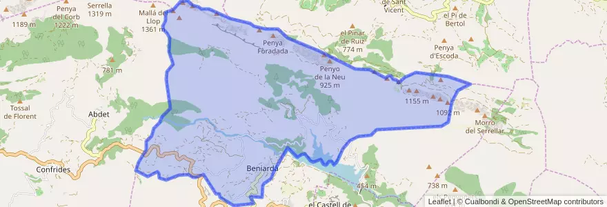 Mapa de ubicacion de Beniardá.