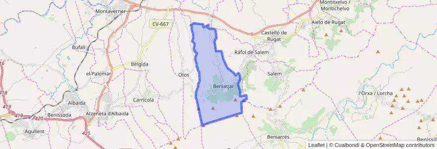 Mapa de ubicacion de Beniatjar.