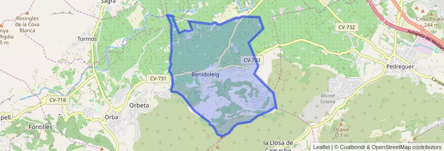 Mapa de ubicacion de Benidoleig.