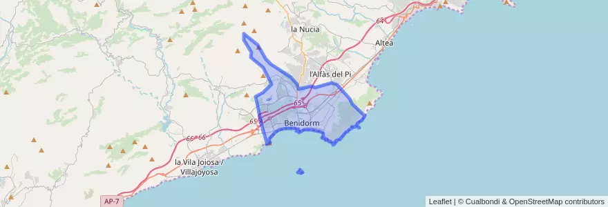 Mapa de ubicacion de Benidorm.