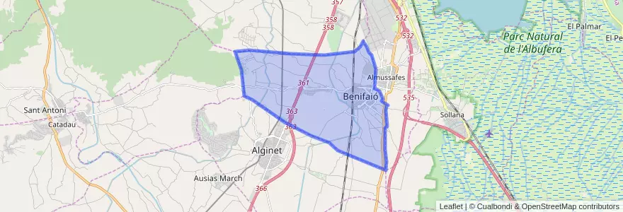 Mapa de ubicacion de Benifaió.