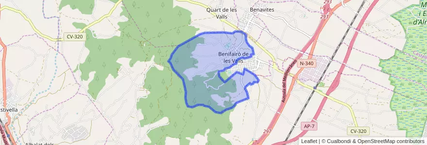 Mapa de ubicacion de Benifairó de les Valls.