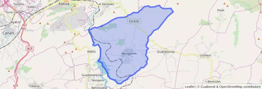 Mapa de ubicacion de Benigànim.