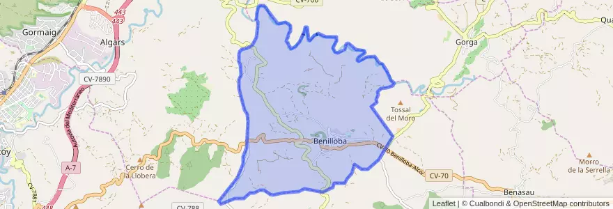 Mapa de ubicacion de Benilloba.