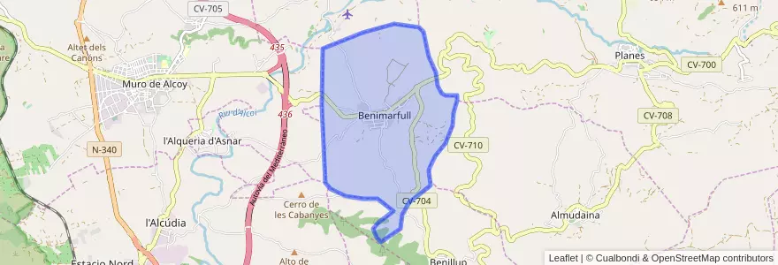 Mapa de ubicacion de Benimarfull.