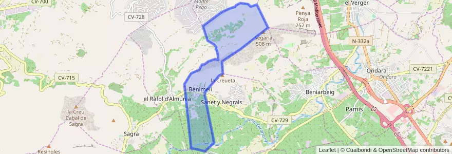 Mapa de ubicacion de Benimeli.