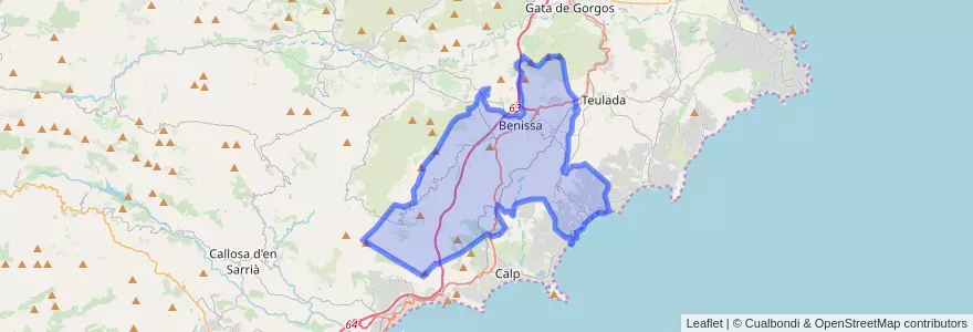 Mapa de ubicacion de Benissa.