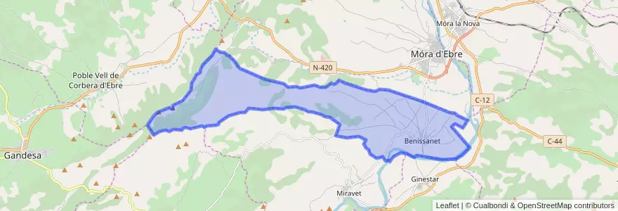 Mapa de ubicacion de Benissanet.