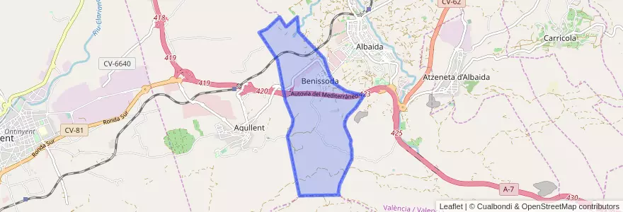 Mapa de ubicacion de Benissoda.