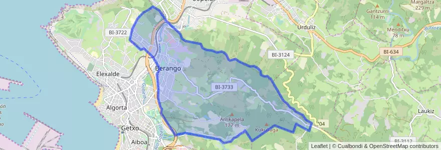 Mapa de ubicacion de Berango.