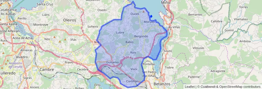 Mapa de ubicacion de Bergondo.