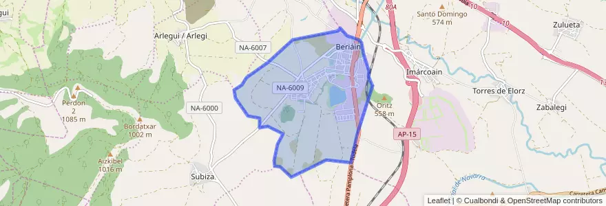 Mapa de ubicacion de Beriáin.