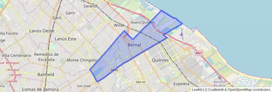 Mapa de ubicacion de Bernal.