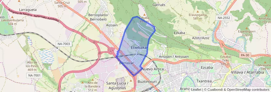 Mapa de ubicacion de Berriozar.