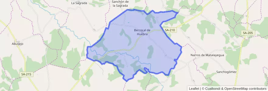 Mapa de ubicacion de Berrocal de Huebra.