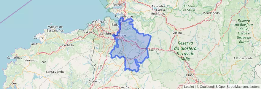 Mapa de ubicacion de Betanzos.