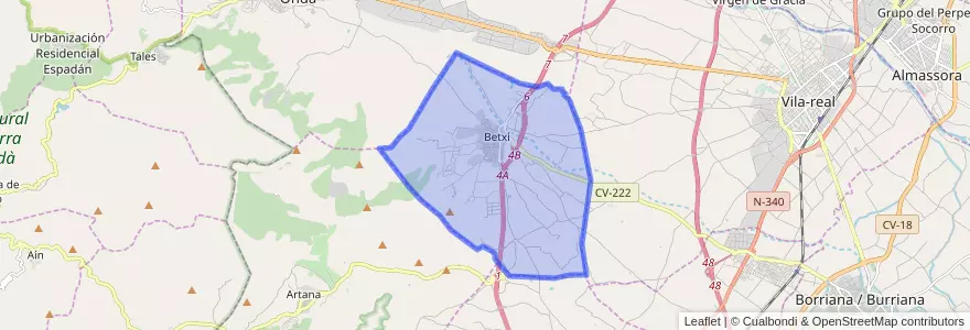 Mapa de ubicacion de Betxí.