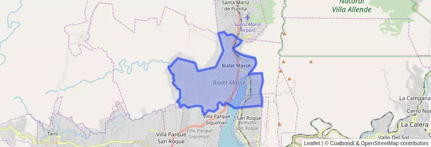 Mapa de ubicacion de Bialet Massé.
