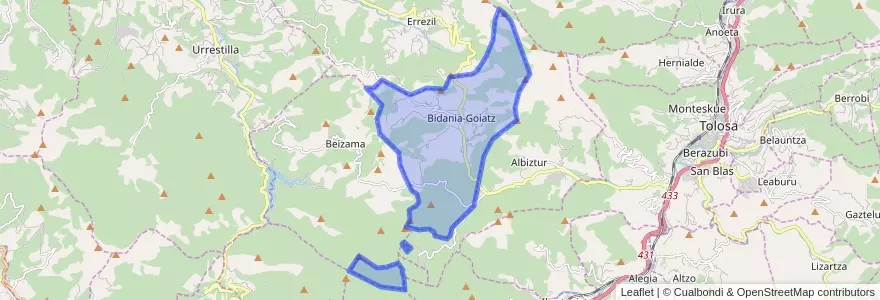 Mapa de ubicacion de Bidania-Goiatz.