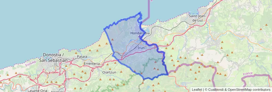 Mapa de ubicacion de Bajo Bidasoa.