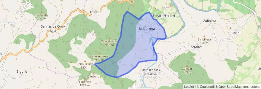 Mapa de ubicacion de Bidaurreta.
