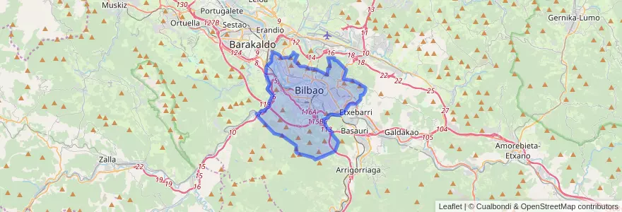 Mapa de ubicacion de Bilbao.
