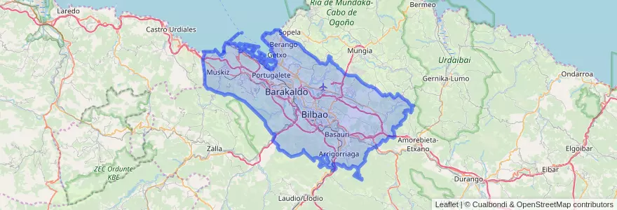 Mapa de ubicacion de Bilboaldea.