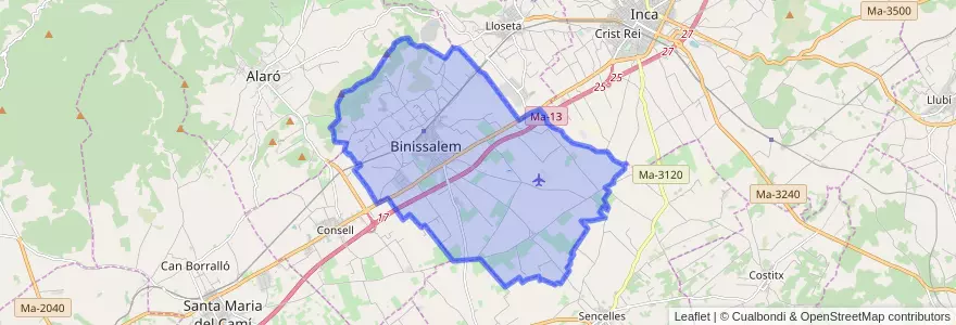 Mapa de ubicacion de Binissalem.