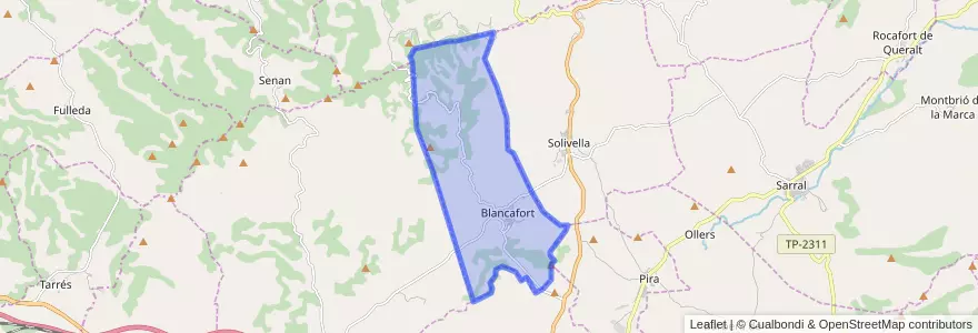 Mapa de ubicacion de Blancafort.