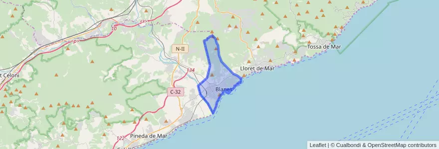 Mapa de ubicacion de Blanes.
