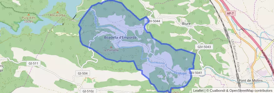 Mapa de ubicacion de Boadella i les Escaules.
