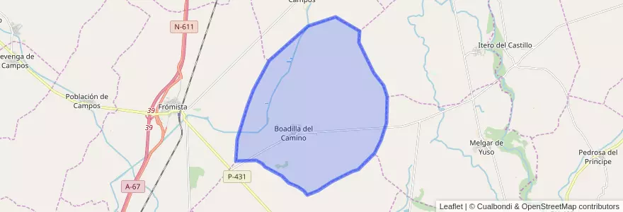 Mapa de ubicacion de Boadilla del Camino.