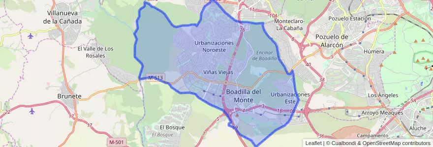 Mapa de ubicacion de Boadilla del Monte.