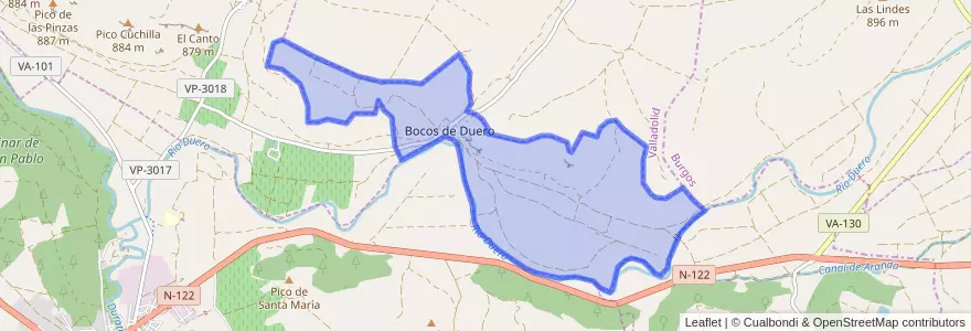 Mapa de ubicacion de Bocos de Duero.