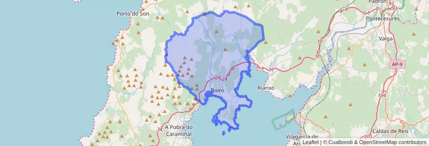 Mapa de ubicacion de Boiro.