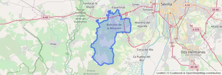 Mapa de ubicacion de Bollullos de la Mitación.