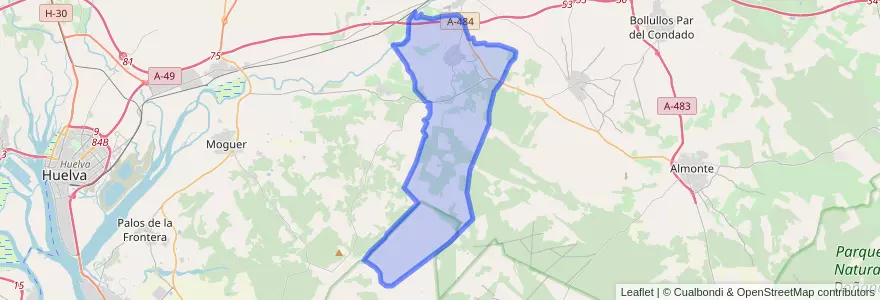 Mapa de ubicacion de Bonares.