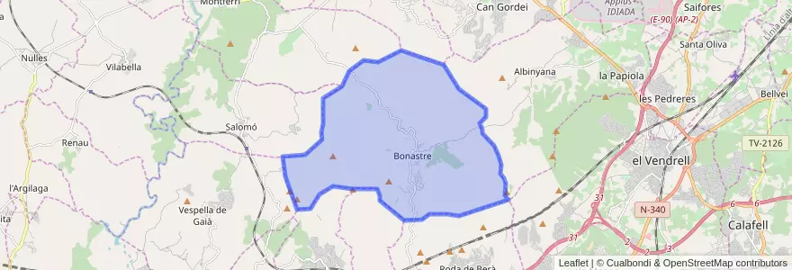 Mapa de ubicacion de Bonastre.
