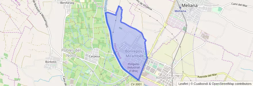 Mapa de ubicacion de Bonrepòs i Mirambell.