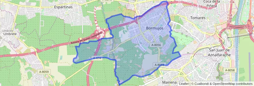 Mapa de ubicacion de Bormujos.