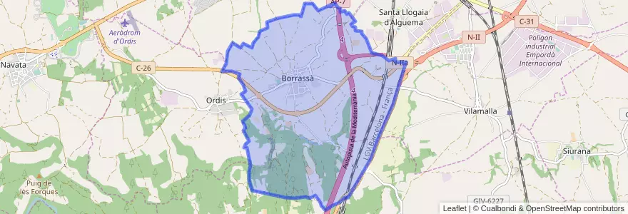 Mapa de ubicacion de Borrassà.