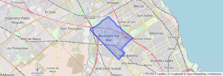 Mapa de ubicacion de Boulogne Sur Mer.